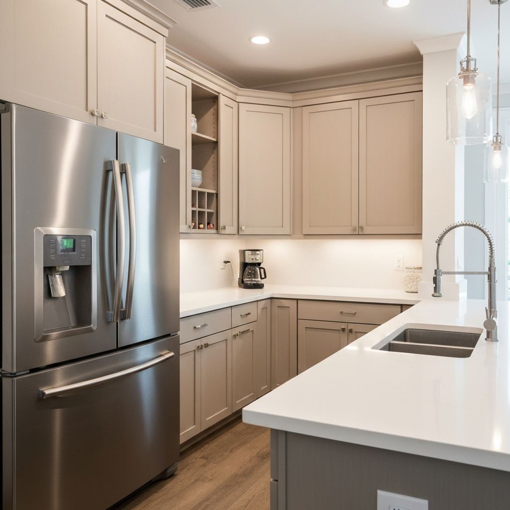Spotless modern kitchen after professional cleaning
