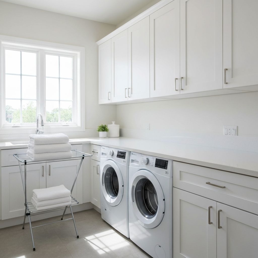 Organized laundry room after cleaning