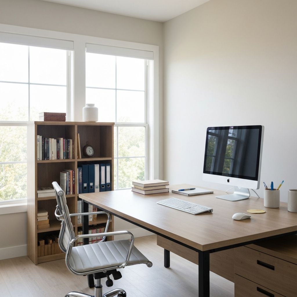 Organized home office workspace